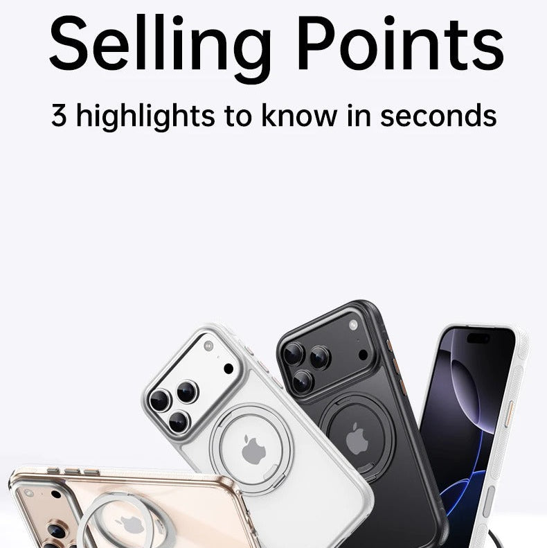 Luxury iPhone Case — 360° Mechanical Torque Rotating Stand Magnetic MagSafe Shockproof Cover
