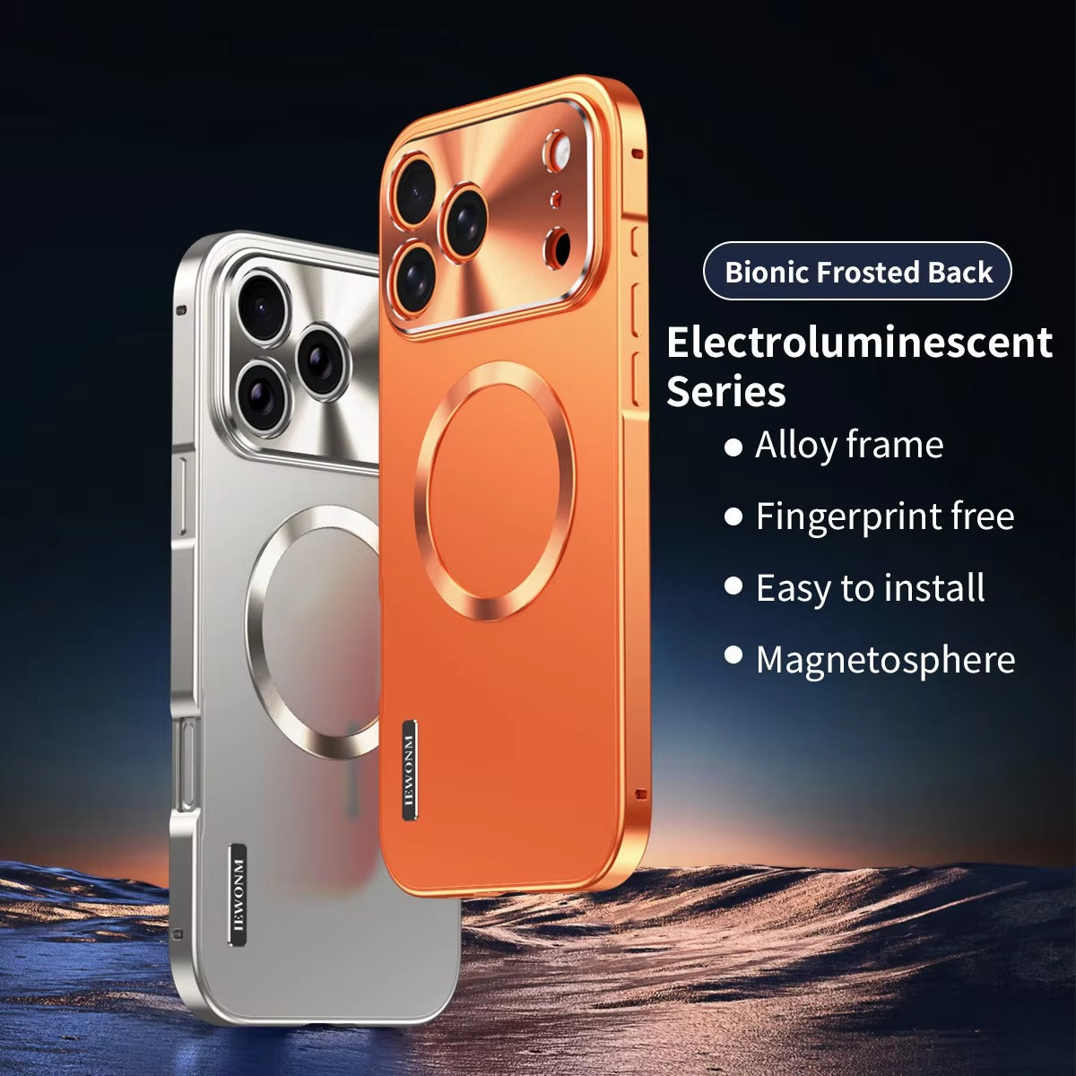 Luxury iPhone Case — All-Aluminum Magnetic Frame with Frosted PC Backplate, Ultra-Thin Shock-Absorbing Protective Design