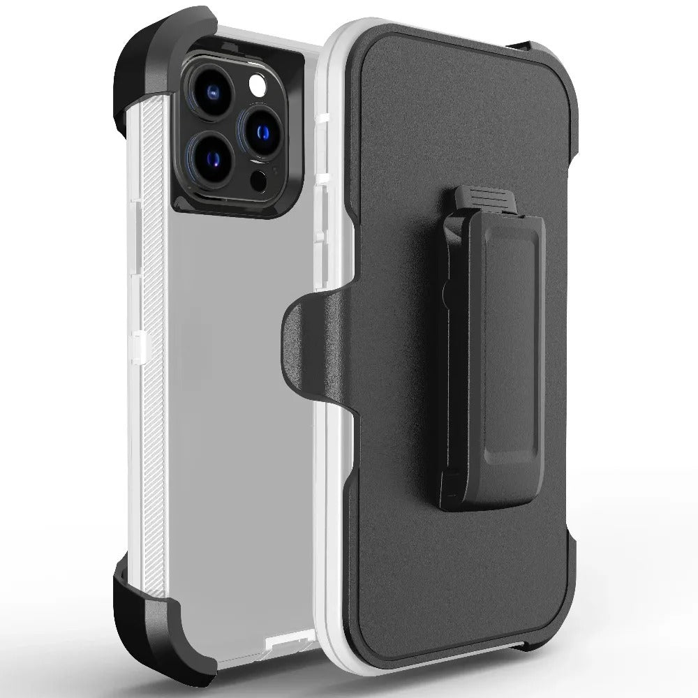 Luxury iPhone Case — Armor Box Dual-Layer PC+TPU Protective Cover with Belt Clamp, Heavy-Duty Shockproof Design, Kickstand and Matte Anti-Slip Finish