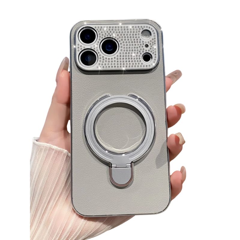 Luxury iPhone Case — Bling Diamond PU Leather Plating Cover with Bracket Stand Holder, Shockproof Anti-Fingerprint Anti-Scratch Non-Slip Design