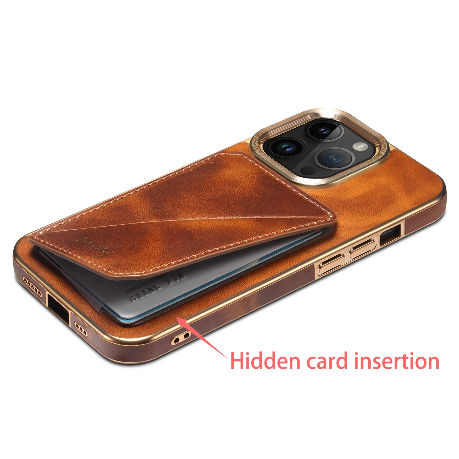 Luxury iPhone Case — Business Leather Back Cover with Stand Slot, Shock-Absorbing Protection, Anti-Fingerprint Anti-Scratch Finish & Built-In Card Storage