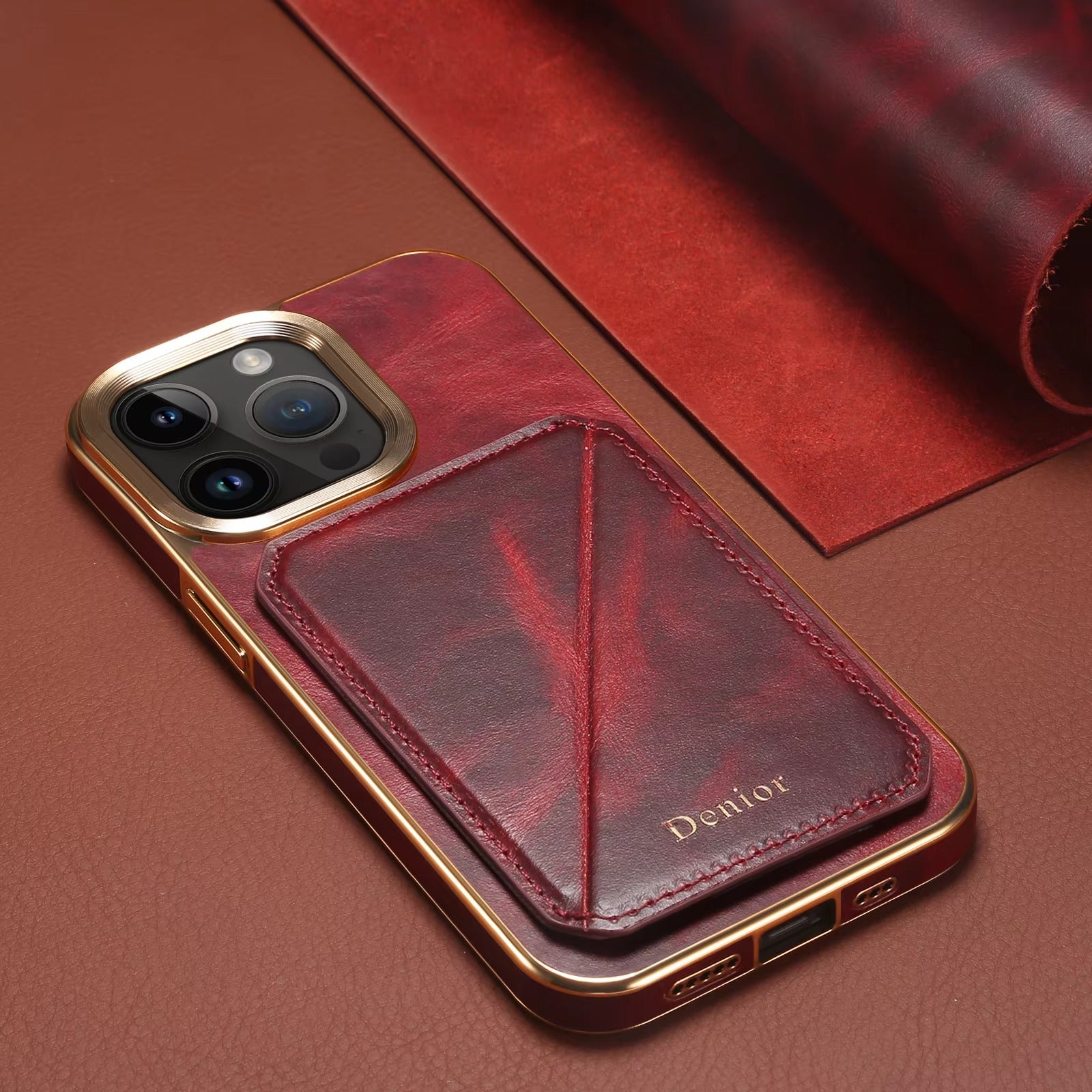 Luxury iPhone Case — Business Leather Back Cover with Stand Slot, Shock-Absorbing Protection, Anti-Fingerprint Anti-Scratch Finish & Built-In Card Storage