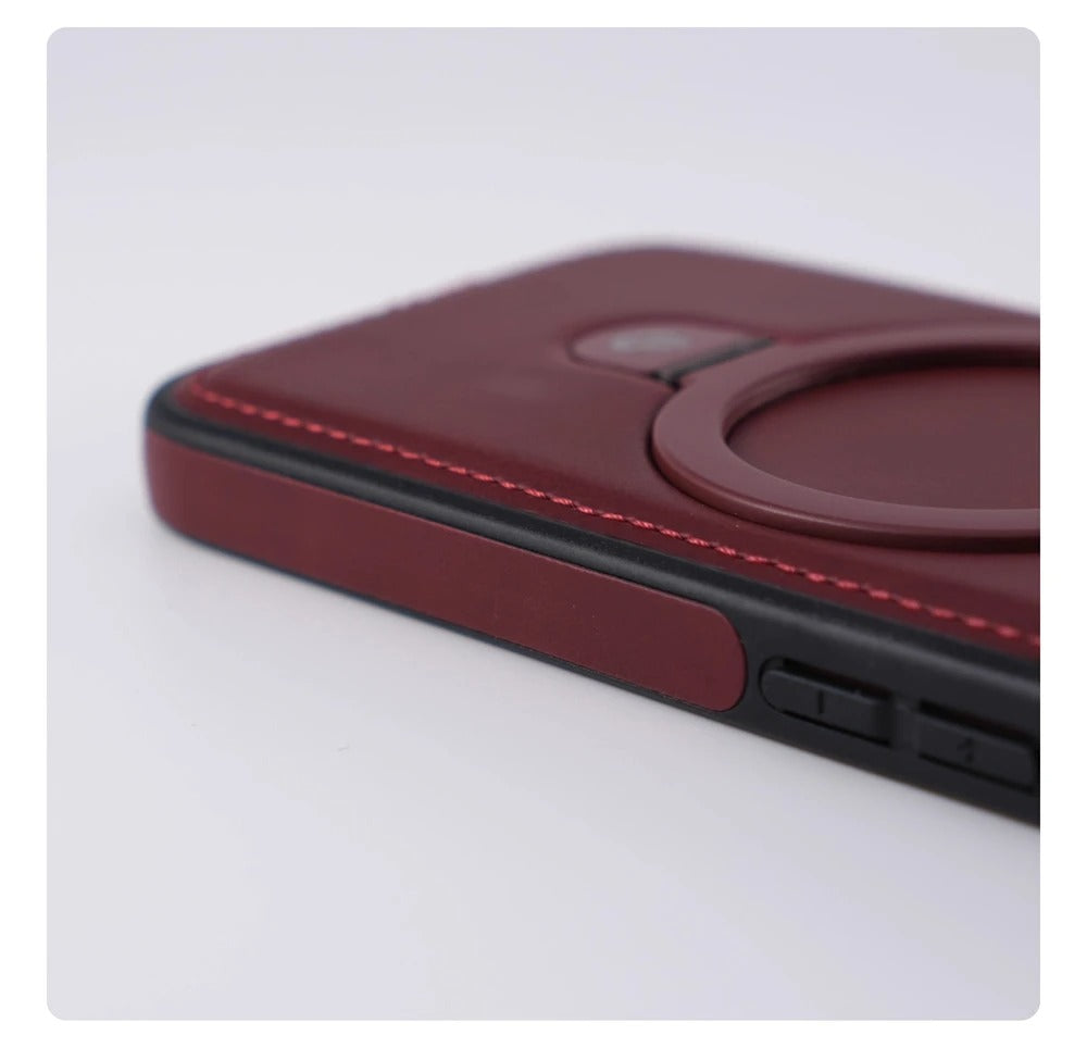 Luxury iPhone Case — Business Magnetic Retro Leather Cover with Invisible Bracket, Slim Shockproof Design & MagSafe Compatibility