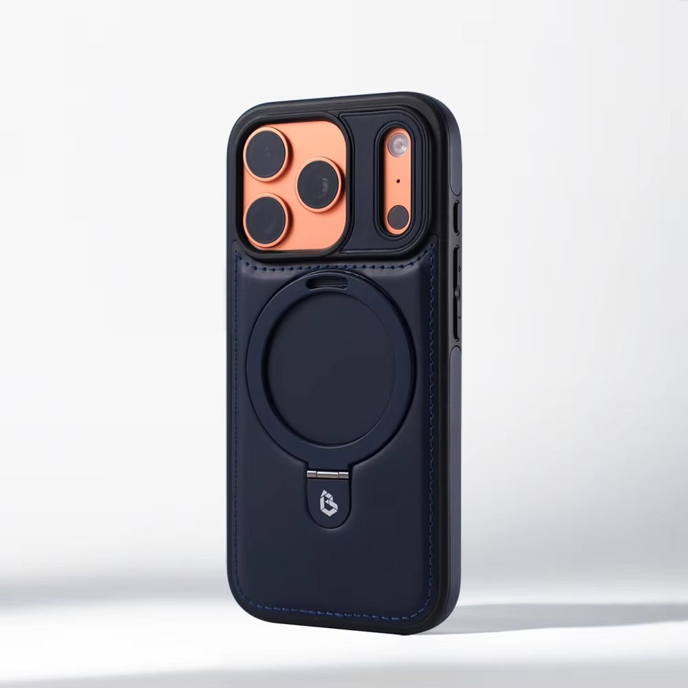 Luxury iPhone Case — Business Magnetic Retro Leather Cover with Invisible Bracket, Slim Shockproof Design & MagSafe Compatibility