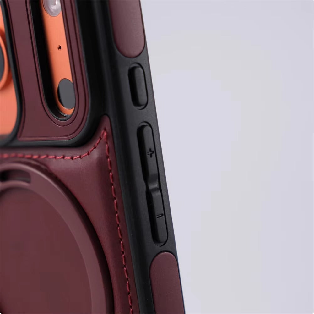 Luxury iPhone Case — Business Magnetic Retro Leather Cover with Invisible Bracket, Slim Shockproof Design & MagSafe Compatibility