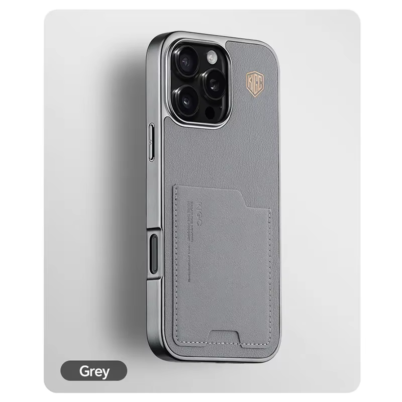 Luxury iPhone Case — Card Holder Bag with Matte Shockproof Leather Cover, Anti-Fingerprint Anti-Scratch Half-Wrapped PC+TPU Design, Textured Letter Finish