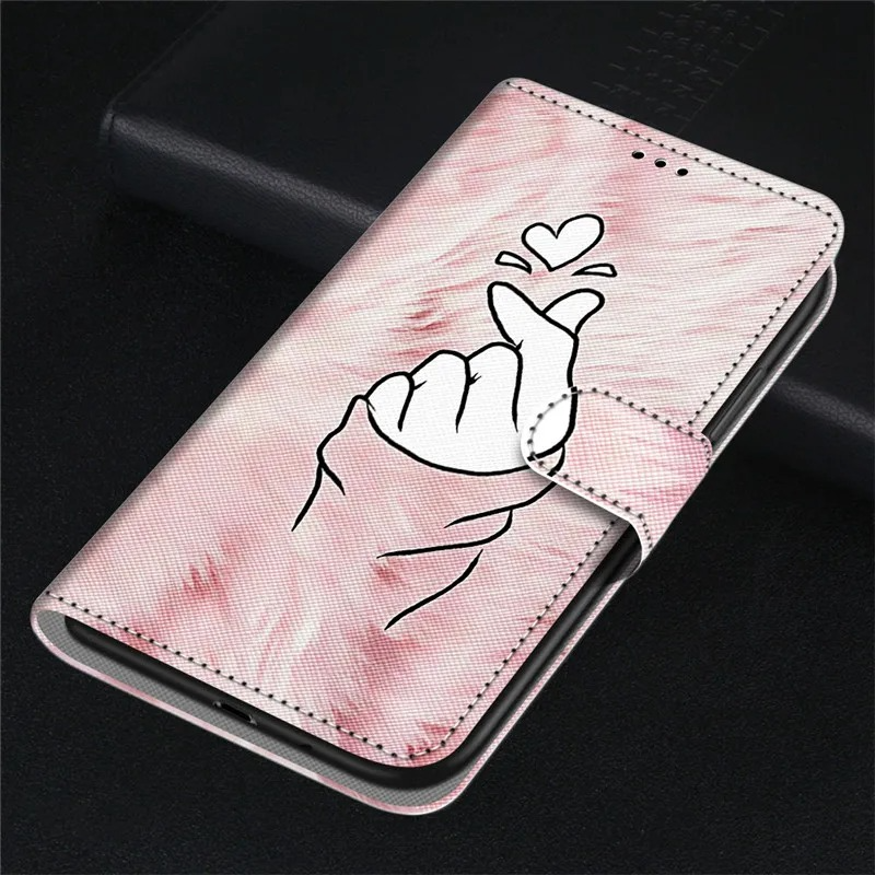 Luxury iPhone Case — Cartoon & Floral Flip Wallet Book Stand, Shockproof Leather Cover with Lanyard
