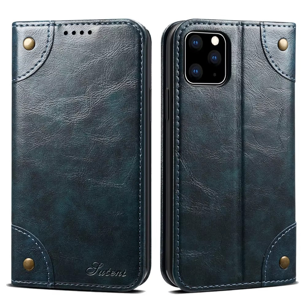 Luxury iPhone Case — Classic Genuine Leather Wallet Flip Cover with Magnetic Closure, Card Storage & Non-Slip Protective Book-Style Design