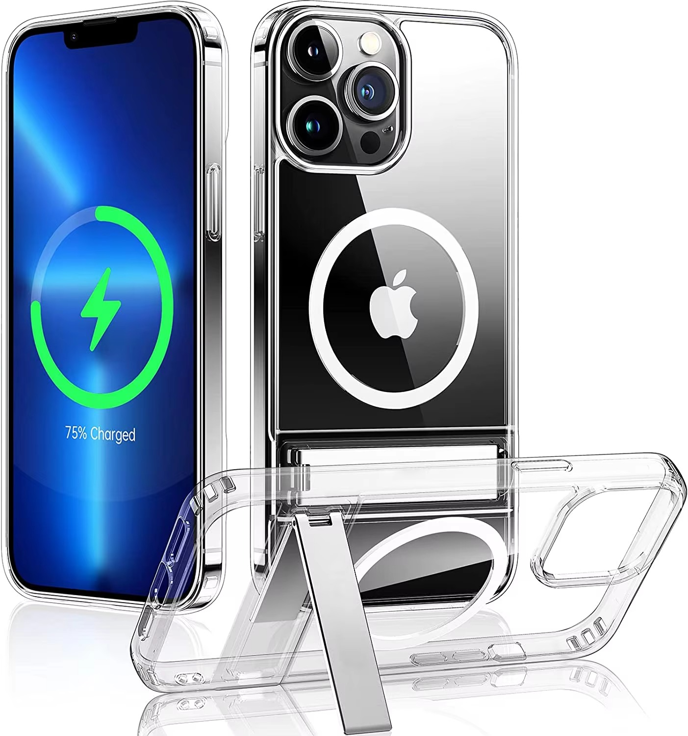 Luxury iPhone Case — Clear Magnetic Stand Cover with Built-In Kickstand, Waterproof Shockproof Protection & Lightweight Non-Slip Design