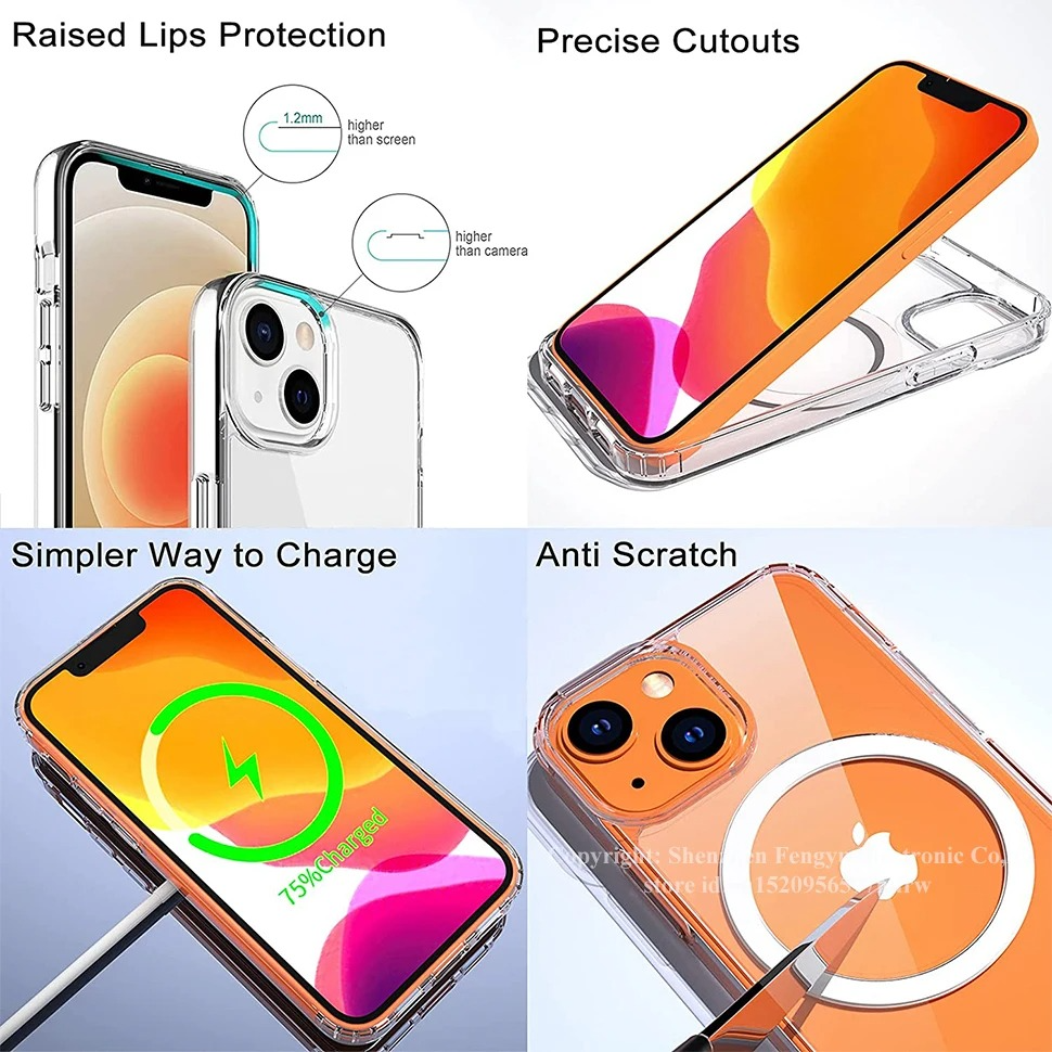 Luxury iPhone Case — Clear Magnetic Stand Cover with Built-In Kickstand, Waterproof Shockproof Protection & Lightweight Non-Slip Design