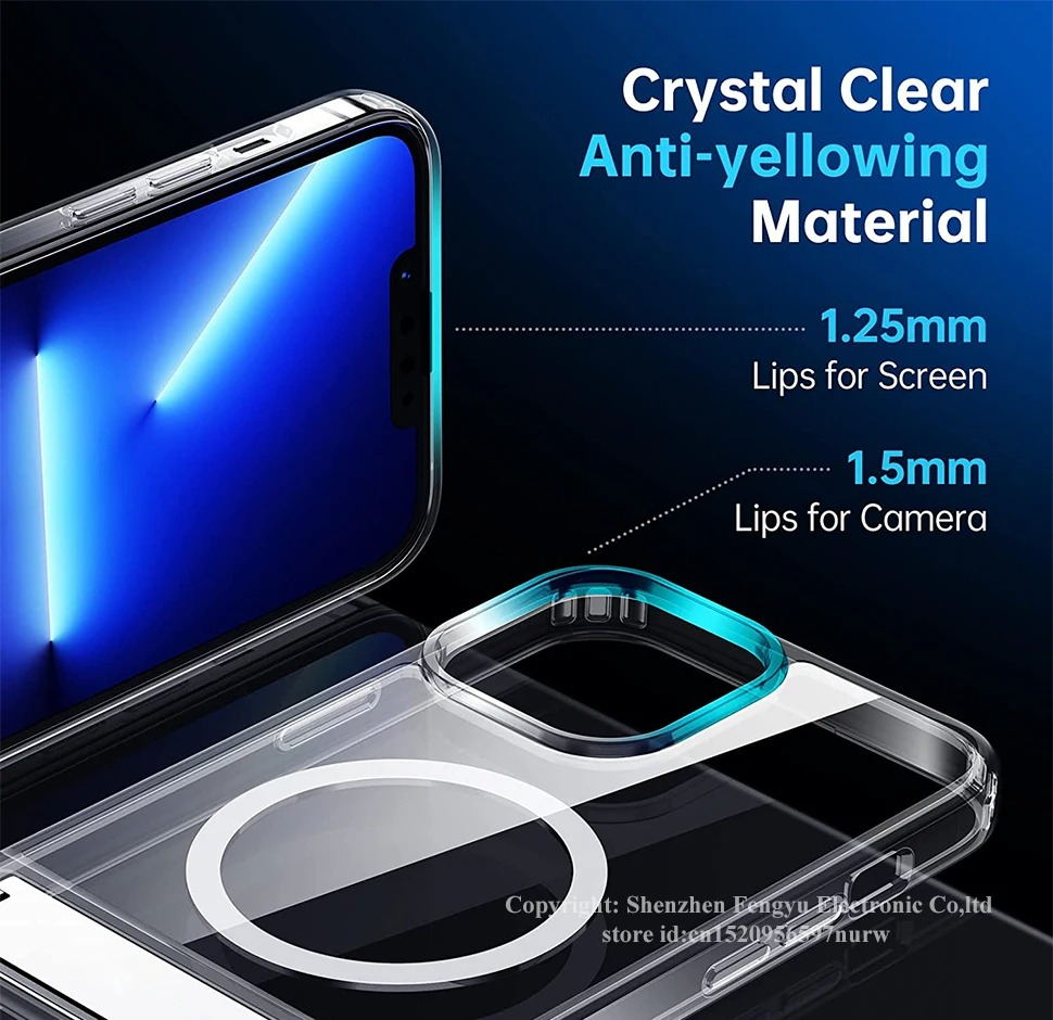 Luxury iPhone Case — Clear Magnetic Stand Cover with Built-In Kickstand, Waterproof Shockproof Protection & Lightweight Non-Slip Design