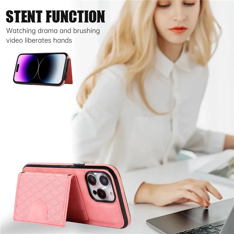 Luxury iPhone Case — Crossbody Leather Wallet Cover with Card Slots, Lanyard, Flip Stand, Magnetic Shockproof Anti-Fingerprint Full-Protection Design