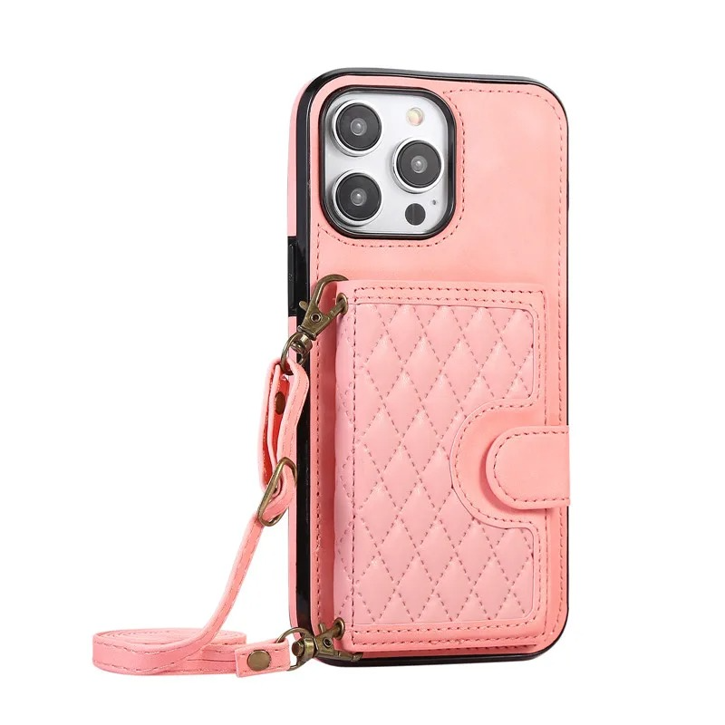 Luxury iPhone Case — Crossbody Leather Wallet Cover with Card Slots, Lanyard, Flip Stand, Magnetic Shockproof Anti-Fingerprint Full-Protection Design