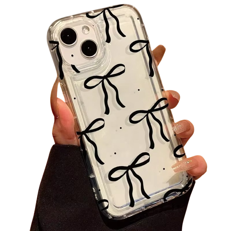 Luxury iPhone Case — Cute Pink Heart Bow Design, Shockproof Soft TPU, Anti-Fingerprint, Anti-Scratch, Dustproof Clear Cover