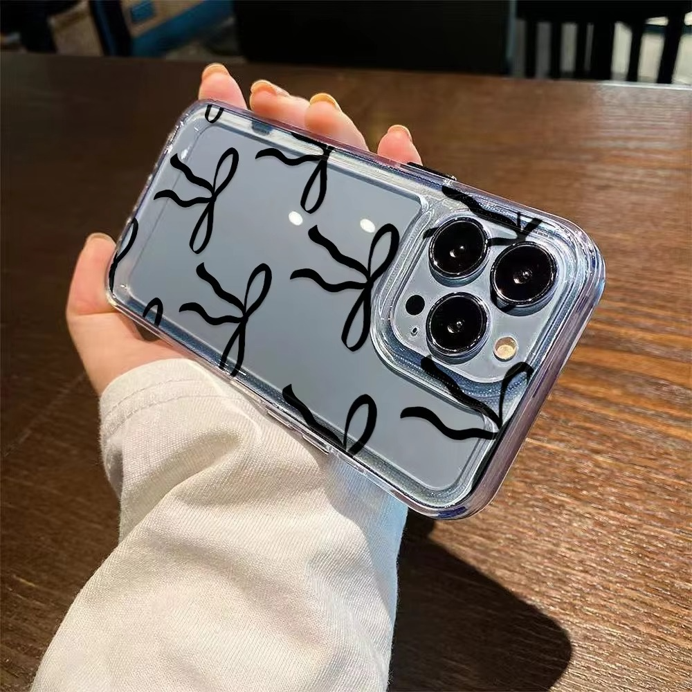 Luxury iPhone Case — Cute Pink Heart Bow Design, Shockproof Soft TPU, Anti-Fingerprint, Anti-Scratch, Dustproof Clear Cover