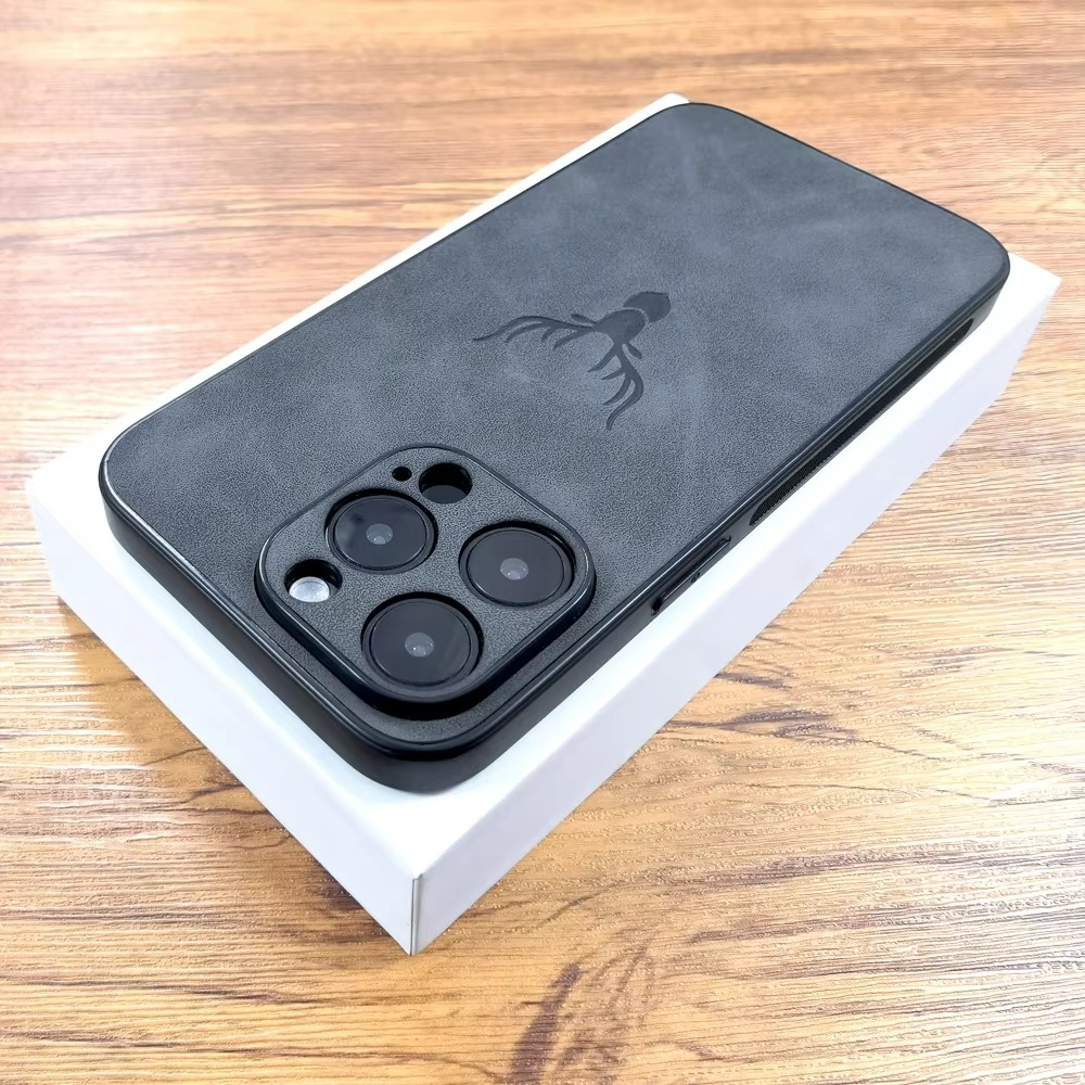 Luxury iPhone Case — Embossed Deer PU Leather Full-Coverage Shell with Anti-Fingerprint Anti-Scratch Protection & All-Round Camera Guard Design