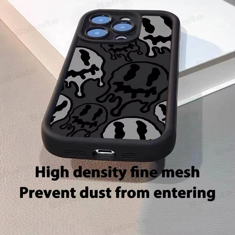 Luxury iPhone Case — Fashion Smile Face Pattern Silicone Cover with Soft-Touch Finish, Lightweight Protection & Everyday Grip Design