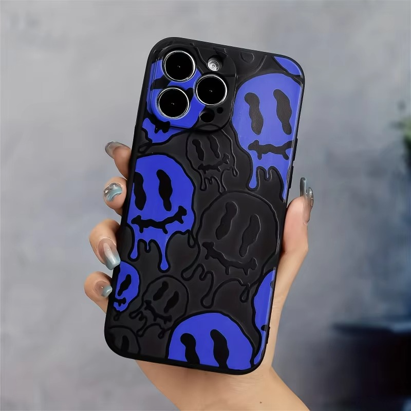 Luxury iPhone Case — Fashion Smile Face Pattern Silicone Cover with Soft-Touch Finish, Lightweight Protection & Everyday Grip Design