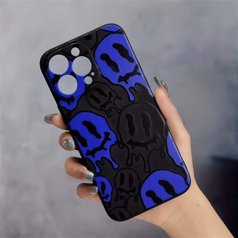 Luxury iPhone Case — Fashion Smile Face Pattern Silicone Cover with Soft-Touch Finish, Lightweight Protection & Everyday Grip Design