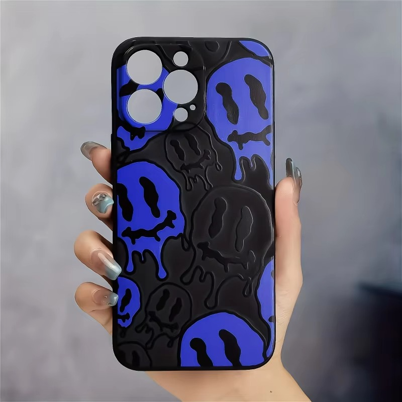 Luxury iPhone Case — Fashion Smile Face Pattern Silicone Cover with Soft-Touch Finish, Lightweight Protection & Everyday Grip Design