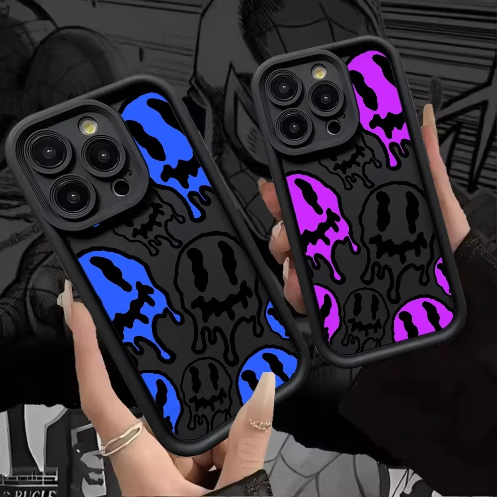 Luxury iPhone Case — Fashion Smile Face Pattern Silicone Cover with Soft-Touch Finish, Lightweight Protection & Everyday Grip Design