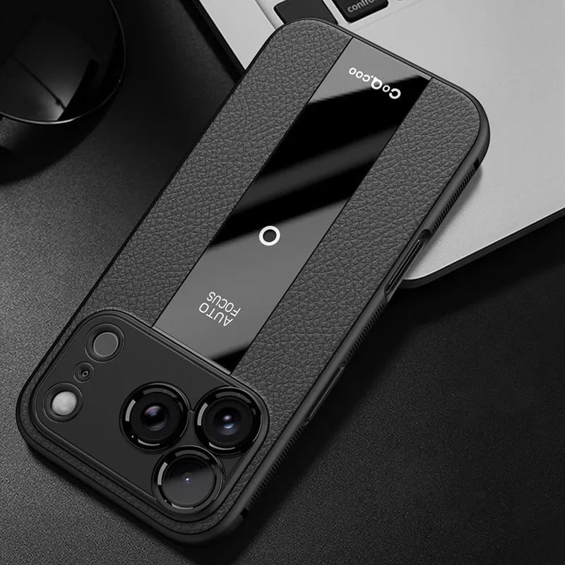 Luxury iPhone Case — Frosted PU Leather Full-Coverage Soft Silicone Protective Cover with MagSafe Support, Shockproof Anti-Scratch Non-Slip Design