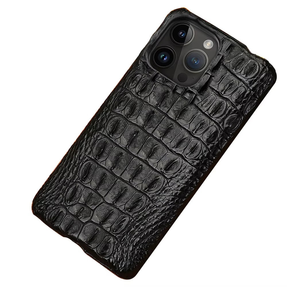Luxury iPhone Case — Genuine Crocodile Leather Magnetic Cover with Shockproof PC Backing, Matte Anti-Fingerprint Finish and Dustproof Non-Slip Design