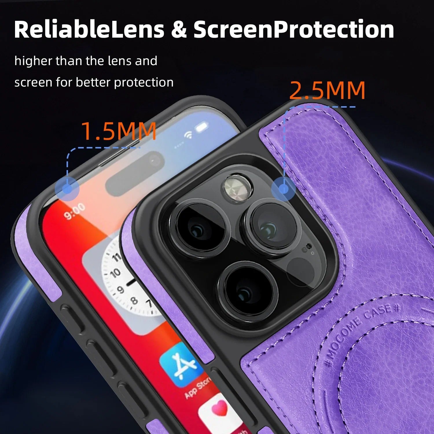 Luxury iPhone Case — Genuine Leather MagSafe Cover with Magnetic Holder Stand, Full-Coverage Shockproof Protection, Anti-Fingerprint Dustproof Non-Slip Design