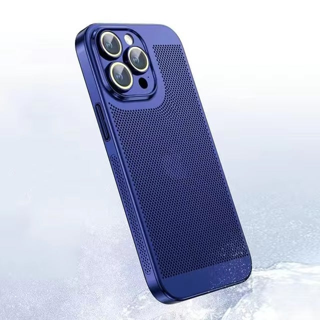 Luxury iPhone Case — Heat-Dissipation Electroplated Hollow PC Shell with Lightweight Anti-Fingerprint Anti-Scratch Cooling Design & Non-Slip Half-Wrapped Protection