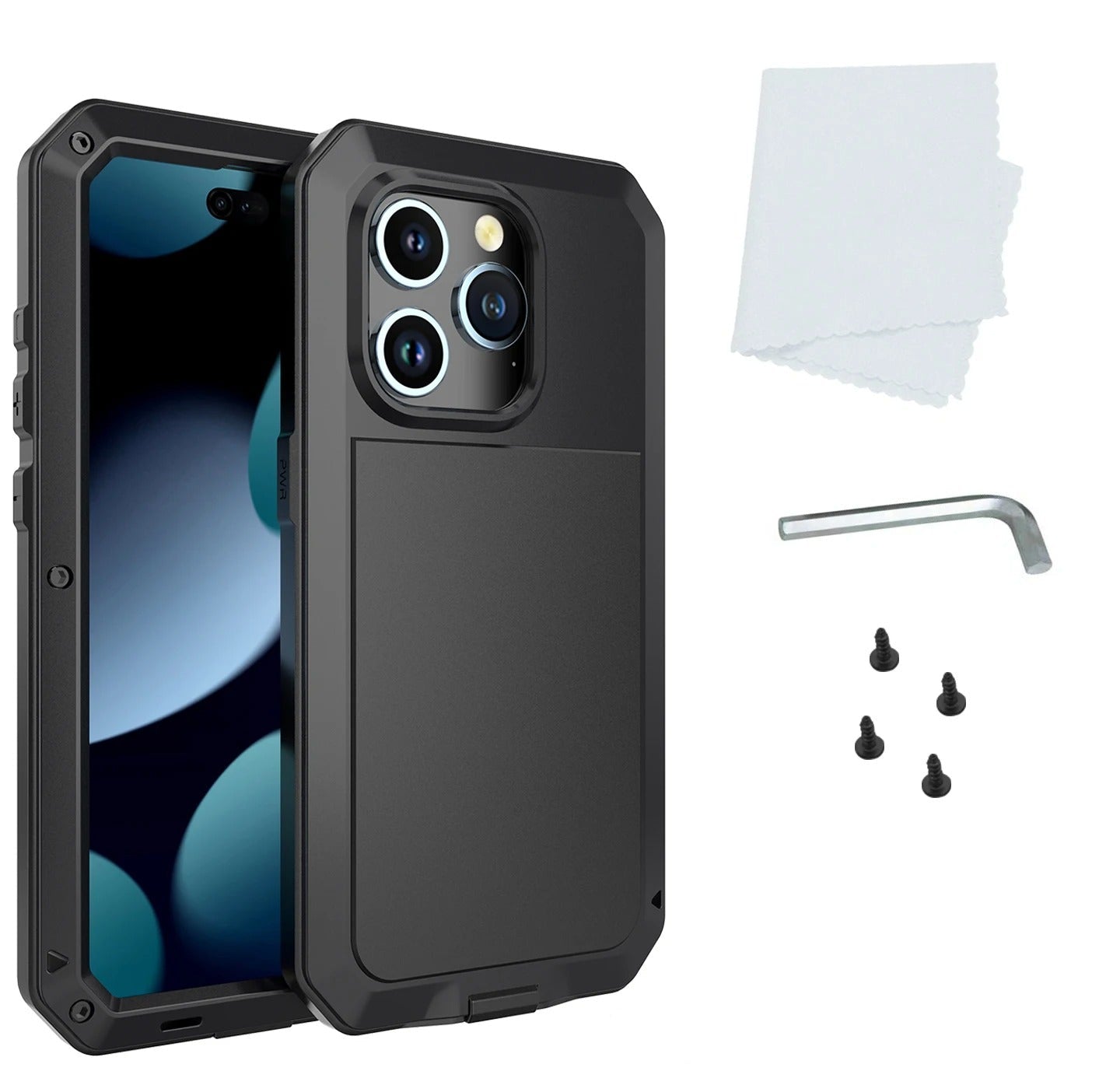 Luxury iPhone Case — Heavy Armor Aluminum Alloy Rugged Half-Wrapped Protective Cover with Shockproof Design & Gorilla Screen Protection