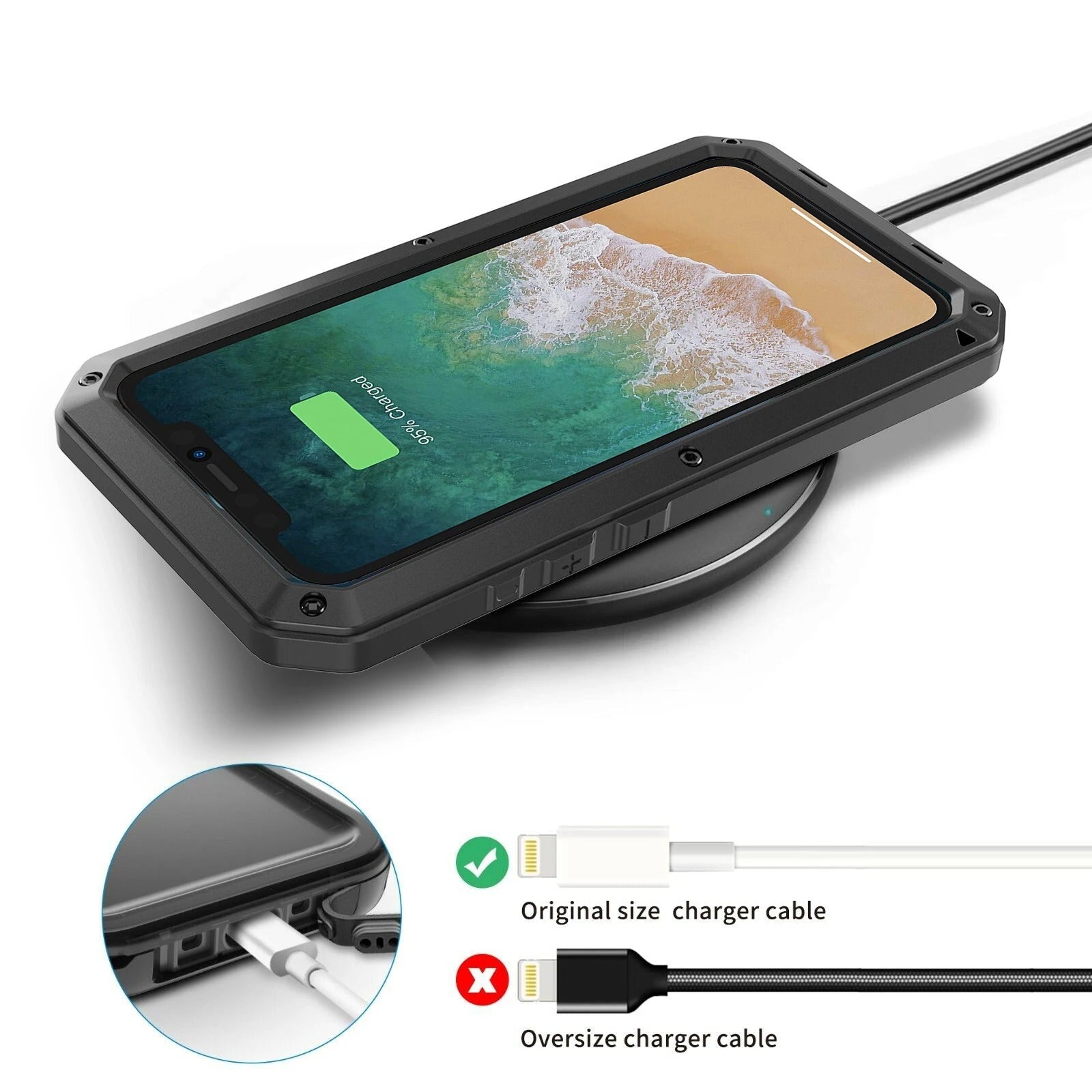 Luxury iPhone Case — Heavy Armor Aluminum Alloy Rugged Half-Wrapped Protective Cover with Shockproof Design & Gorilla Screen Protection