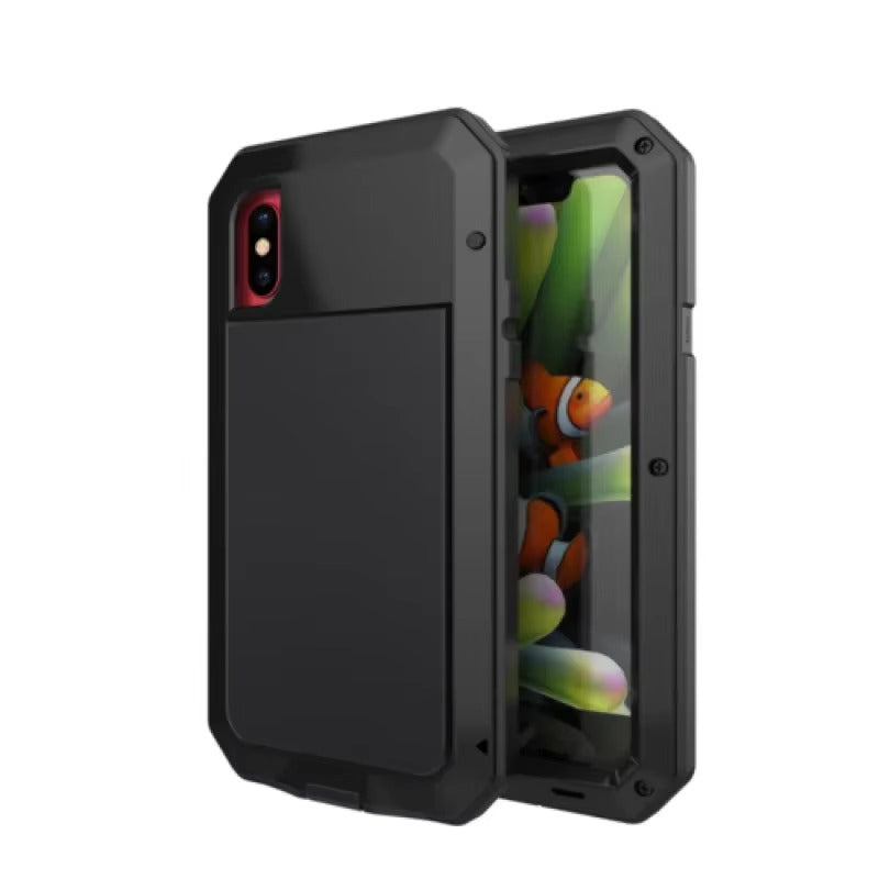 Luxury iPhone Case — Heavy Armor Aluminum Alloy Rugged Half-Wrapped Protective Cover with Shockproof Design & Gorilla Screen Protection