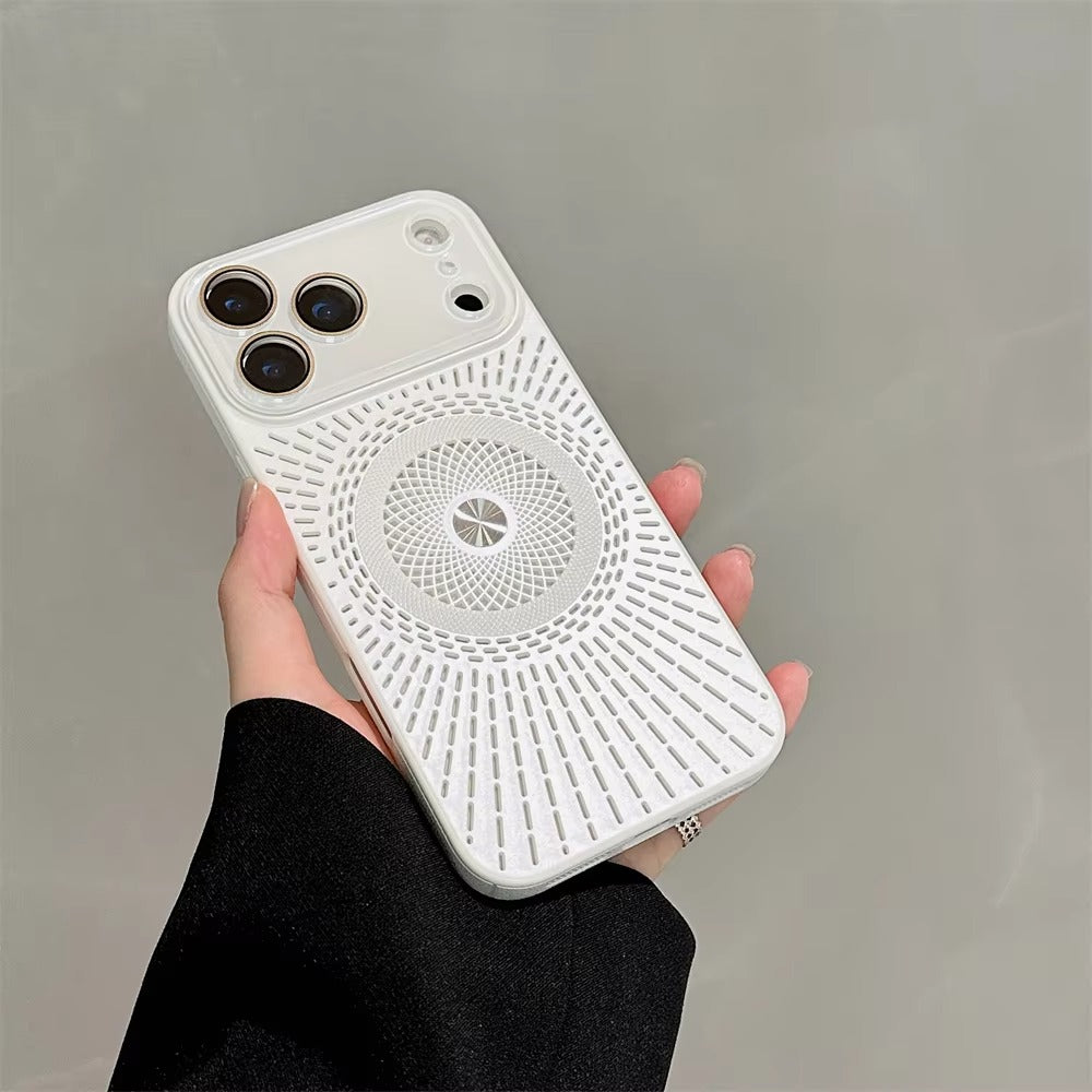 Luxury iPhone Case — Large-Window Litchi Texture MagSafe Cover with Rotating Bracket Stand and Shockproof TPU+PC Protective Design