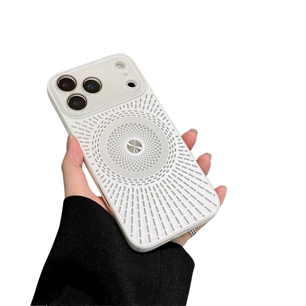 Luxury iPhone Case — Large-Window Litchi Texture MagSafe Cover with Rotating Bracket Stand and Shockproof TPU+PC Protective Design