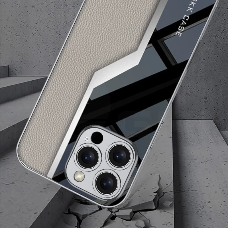 Luxury iPhone Case — Leather Plating Cover with Soft TPU Edges, Shockproof Anti-Scratch Design, Ultra-Thin Plated Frame & Full Camera Lens Protection