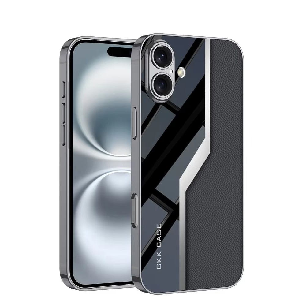 Luxury iPhone Case — Leather Plating Cover with Soft TPU Edges, Shockproof Anti-Scratch Design, Ultra-Thin Plated Frame & Full Camera Lens Protection