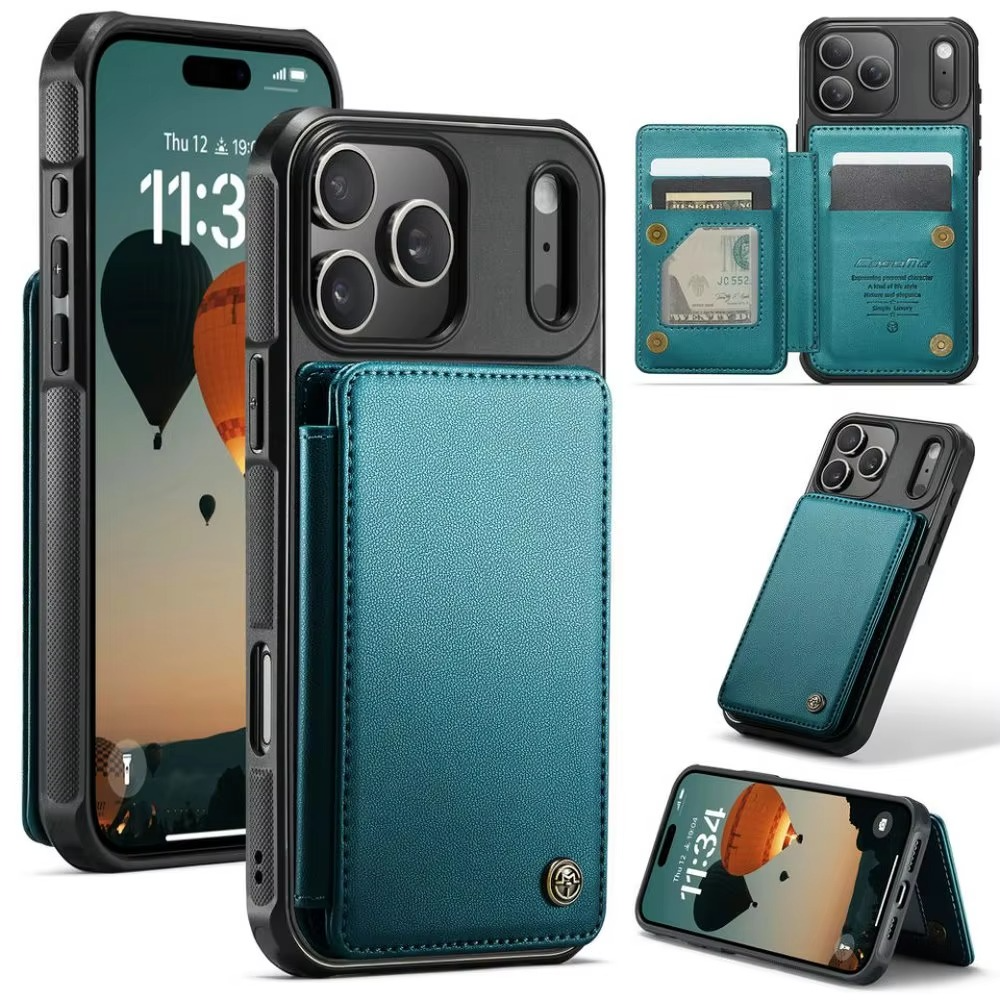 Luxury iPhone Case — Leather RFID Card Wallet with Magnetic Shockproof Cover, Anti-Fingerprint Anti-Scratch, Non-Slip Plain and Geometric Design