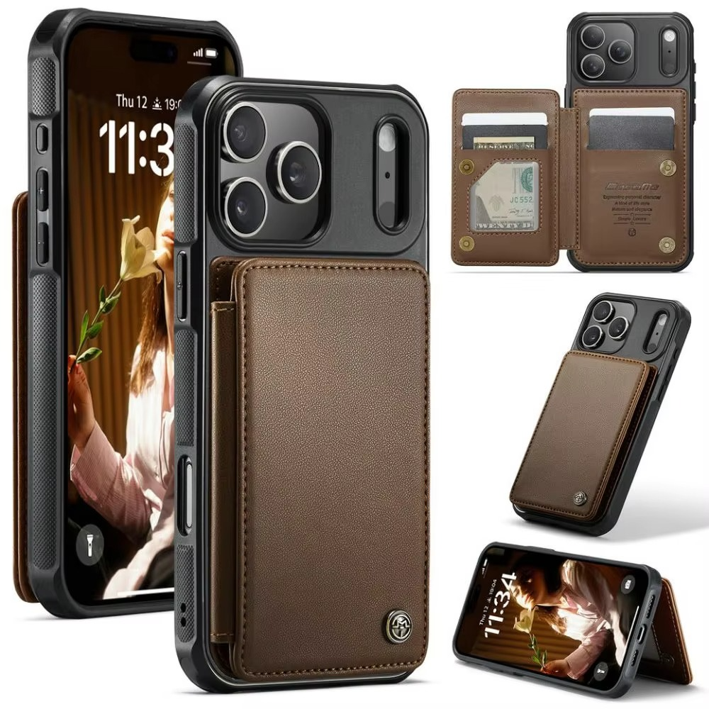 Luxury iPhone Case — Leather RFID Card Wallet with Magnetic Shockproof Cover, Anti-Fingerprint Anti-Scratch, Non-Slip Plain and Geometric Design