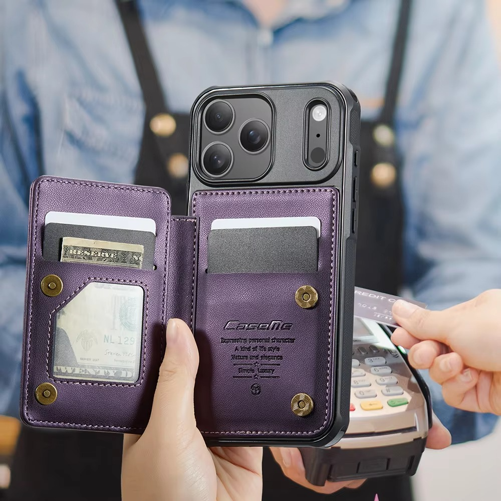 Luxury iPhone Case — Leather RFID Card Wallet with Magnetic Shockproof Cover, Anti-Fingerprint Anti-Scratch, Non-Slip Plain and Geometric Design