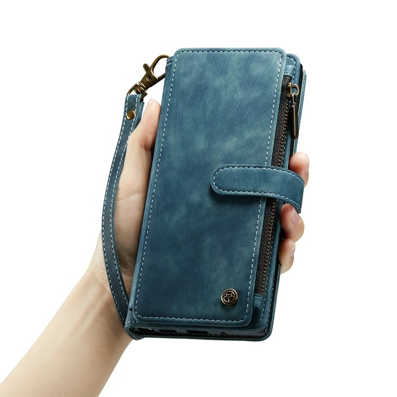 Luxury iPhone Case — Leather Wallet Cover with Magnetic Kickstand, Dual-Layer Shockproof Half-Wrapped Case