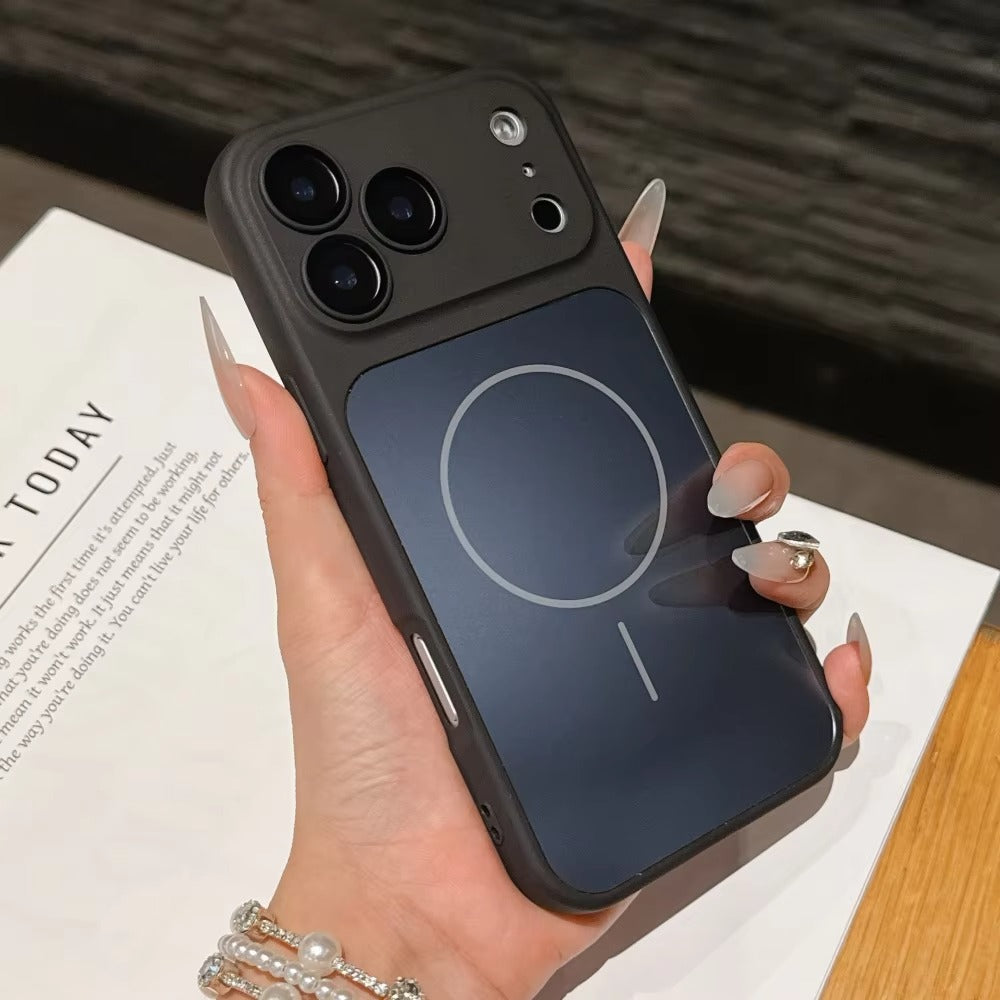 Luxury iPhone Case — MagSafe Matte PC Cover with Glass Lens Protection, Slim Shockproof Design and Camera Control Button