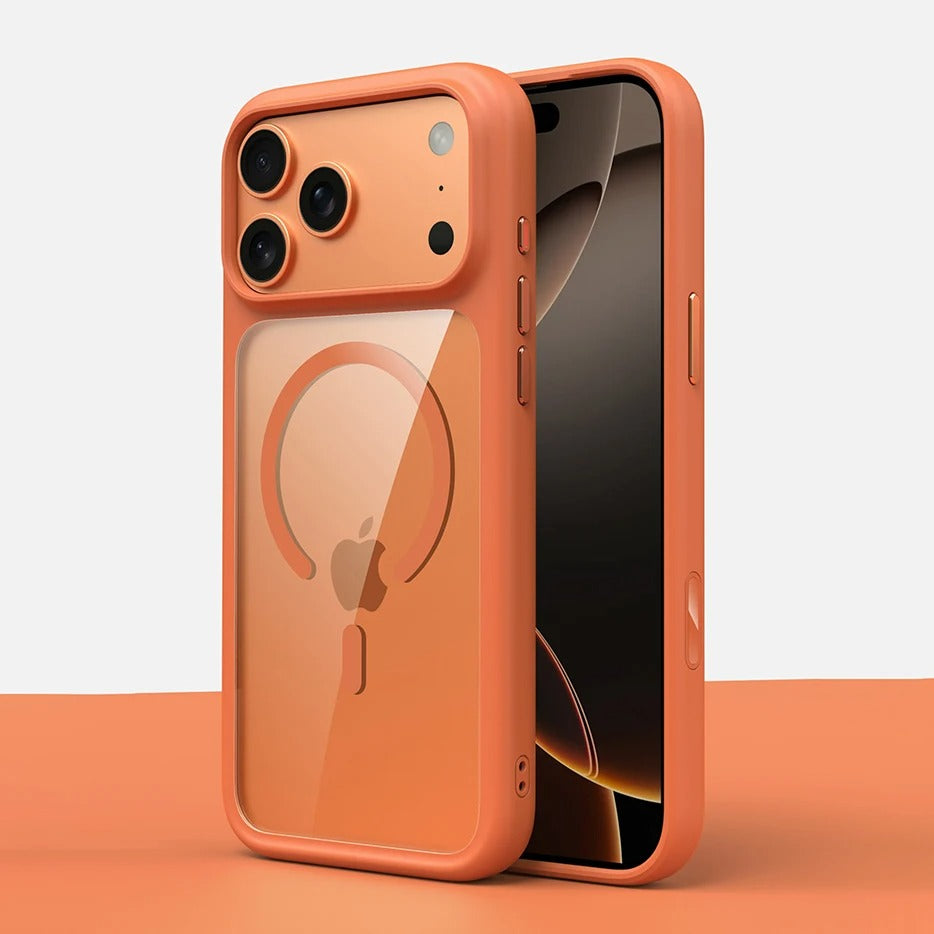 Luxury iPhone Case — MagSafe Transparent Soft Cover with Metal Buttons, Skin-Feel Matte Design, Shockproof Anti-Fingerprint Non-Slip Protection