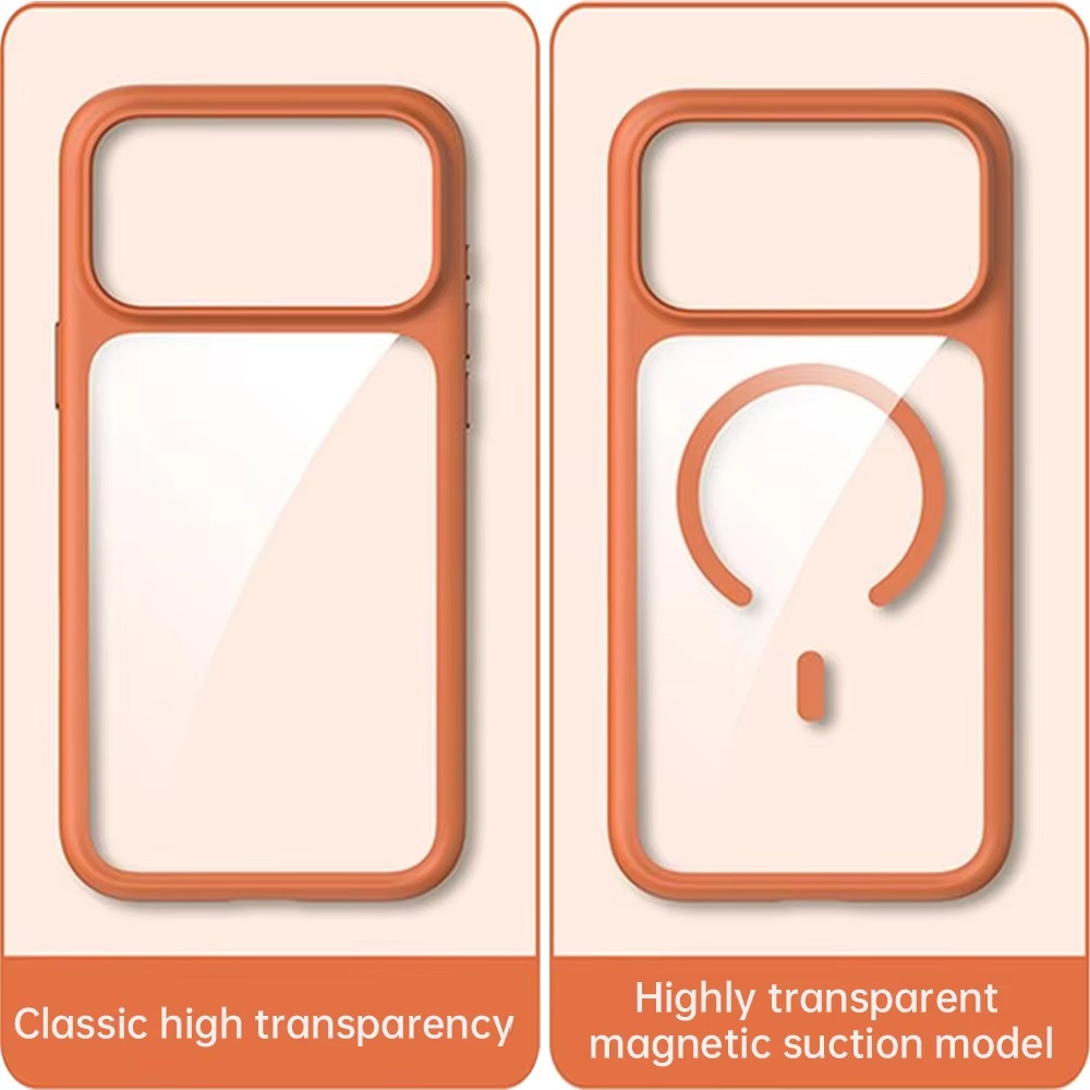 Luxury iPhone Case — MagSafe Transparent Soft Cover with Metal Buttons, Skin-Feel Matte Design, Shockproof Anti-Fingerprint Non-Slip Protection