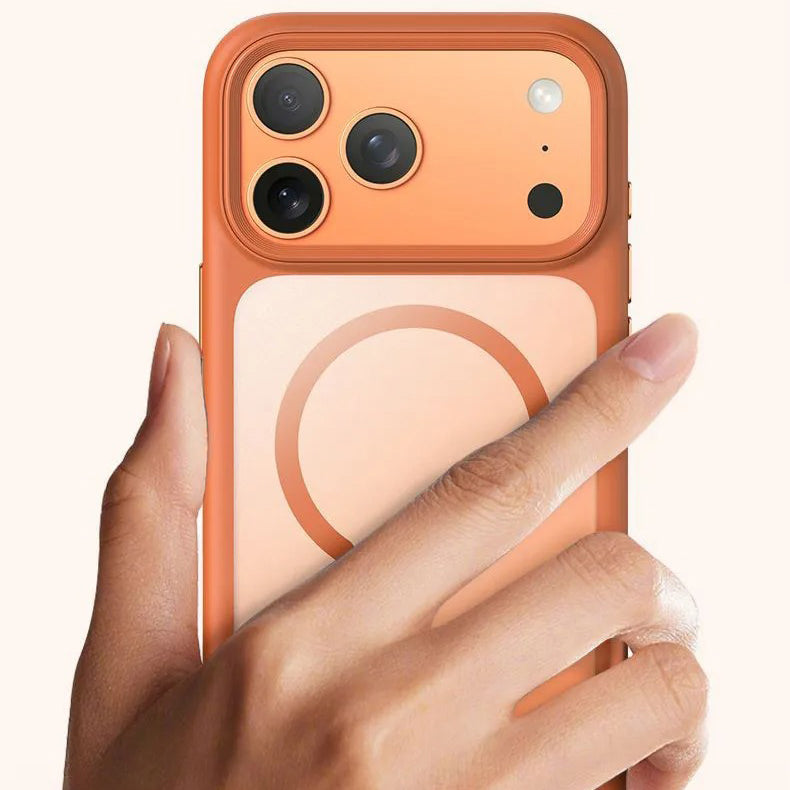 Luxury iPhone Case — MagSafe Transparent Soft Cover with Metal Buttons, Skin-Feel Matte Design, Shockproof Anti-Fingerprint Non-Slip Protection