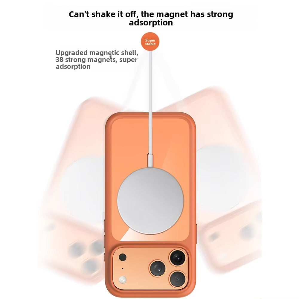 Luxury iPhone Case — MagSafe Transparent Soft Cover with Metal Buttons, Skin-Feel Matte Design, Shockproof Anti-Fingerprint Non-Slip Protection