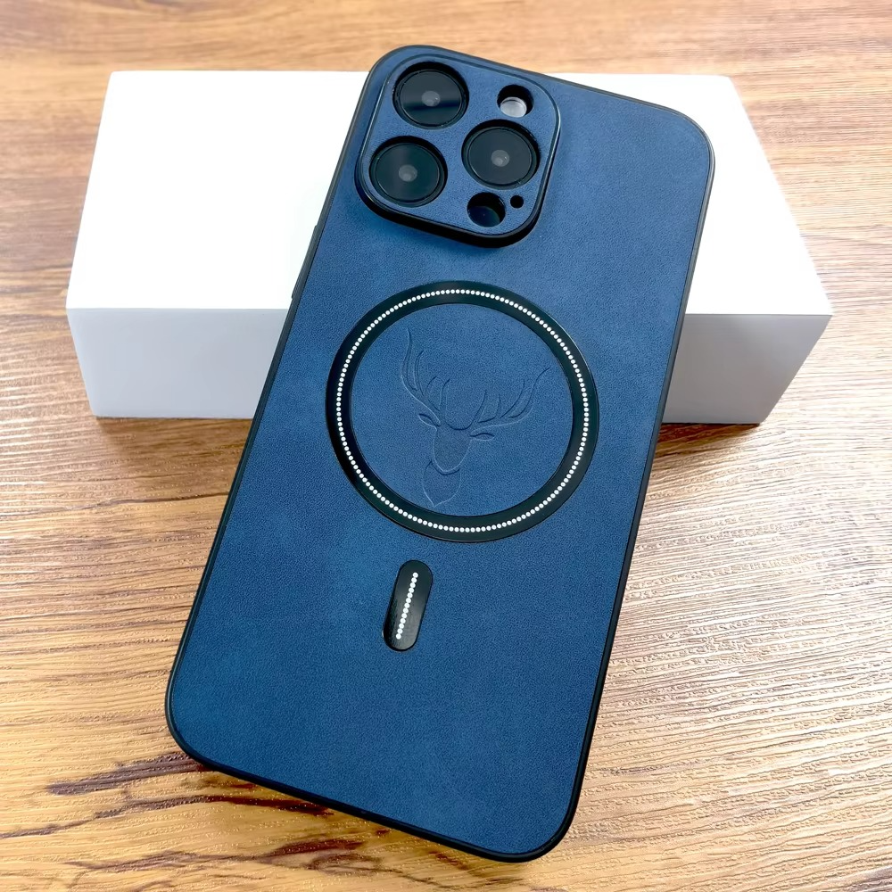 Luxury iPhone Case — Magnetic Deer Head Leather Cover with Shockproof Soft Protection, Wireless-Charging Support & Matte Anti-Fingerprint Design