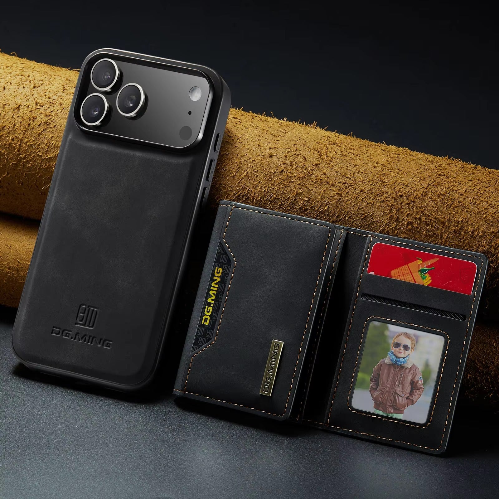 Luxury iPhone Case — Magnetic Leather Wallet Cover with Kickstand, Card & Money Holder, Half-Wrapped Protective Design