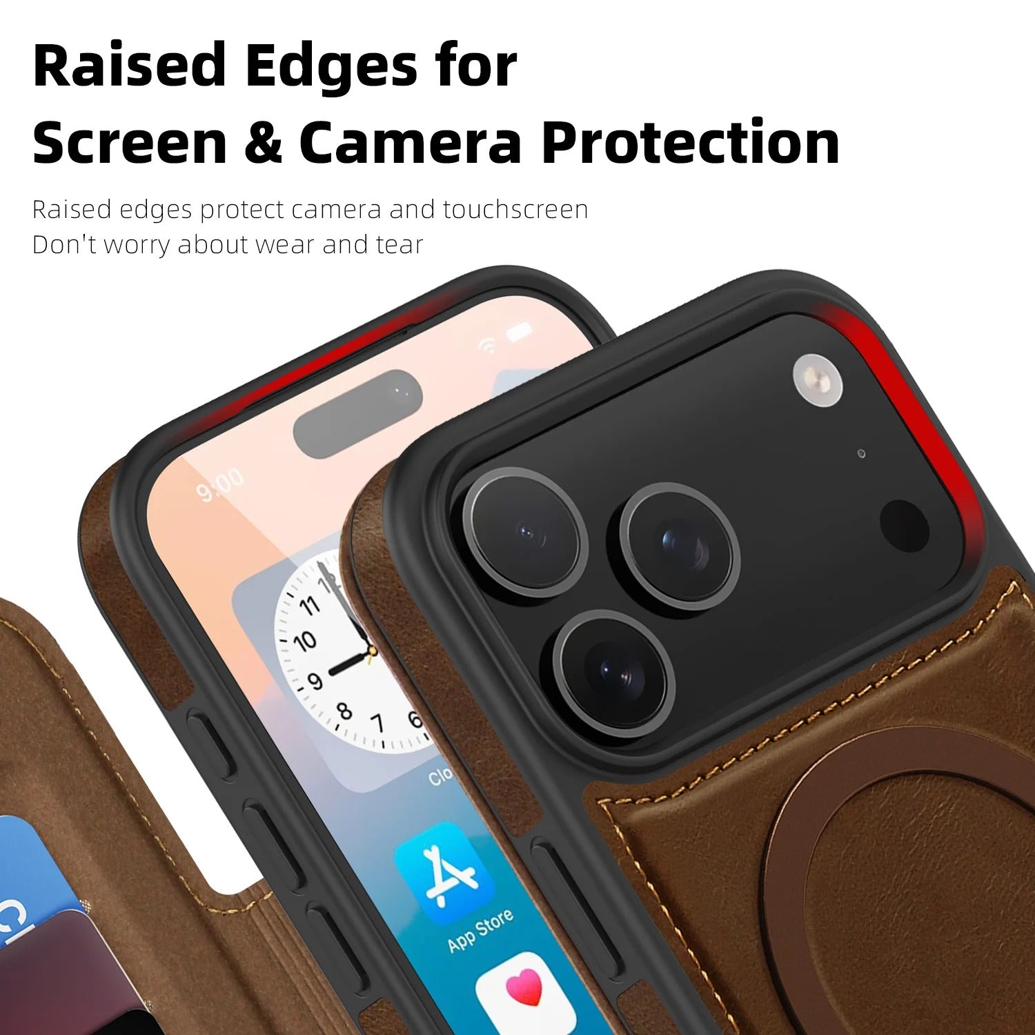 Luxury iPhone Case — Magnetic RFID-Blocking Flip Leather Wallet Cover with Kickstand, Card Storage, Shockproof Dual-Layer Protection and Wireless-Charging Compatibility