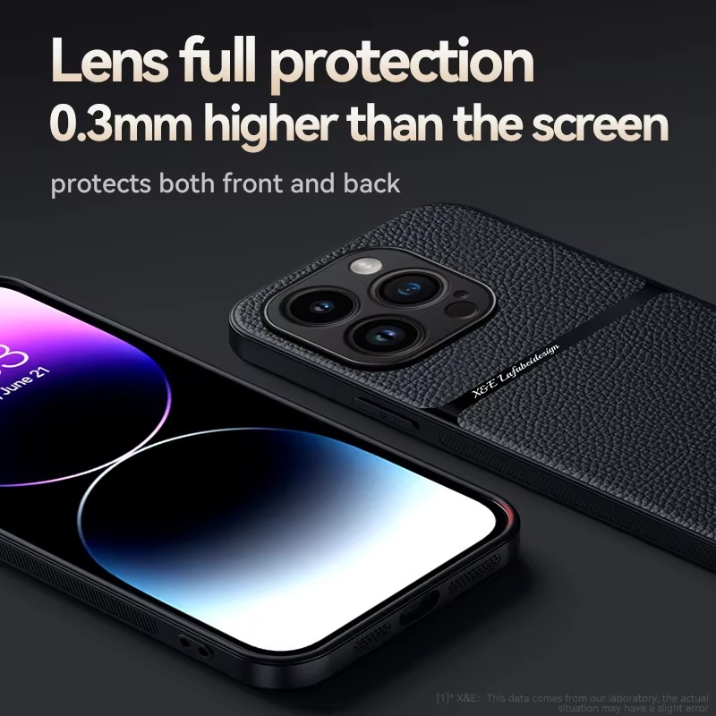 Luxury iPhone Case — Magnetic Soft Leather Back Cover with Car-Mount Holder Support, Shockproof Anti-Fingerprint Design & Slim Half-Wrapped Style