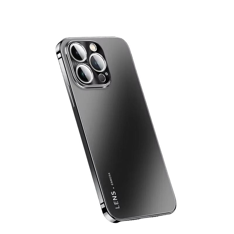 Luxury iPhone Case — Magnetic, Anti-Scratch Full-Coverage Matte Frosted PC Back Cover with Electroplated Finish and Metal Lens Protection